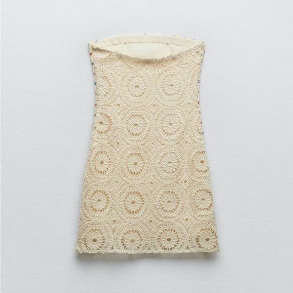 NWT Zara Strapless Crochet Dress Size Medium - Picture 5 of 9